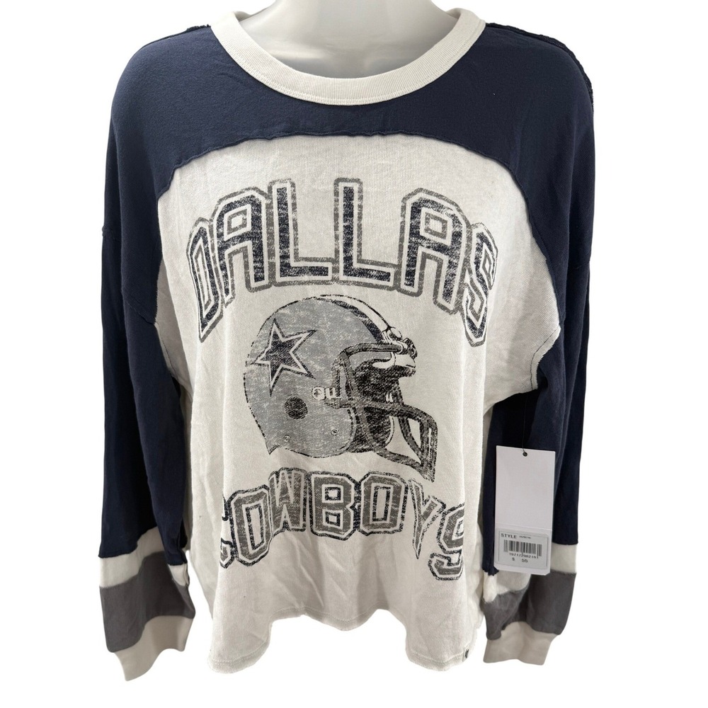47 Brand Dallas Cowboys NFL Womens Long Sleeve Raglan Tee Shirt Medium NEW